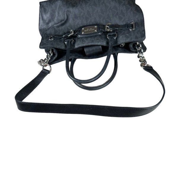 Michael Kors Black Gray MK Logo Hamilton Signature Tote Handbag Purse Authentic - Picture 15 of 16